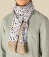 Spasso Floral Scarf SP145 - White Floral Blue