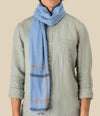 Spasso Blue Double Striped Scarf SP146 - Blue Double Stripes