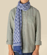 Spasso Blue Floral Mosaic Scarf SP156 - Blue Floral Mosaic