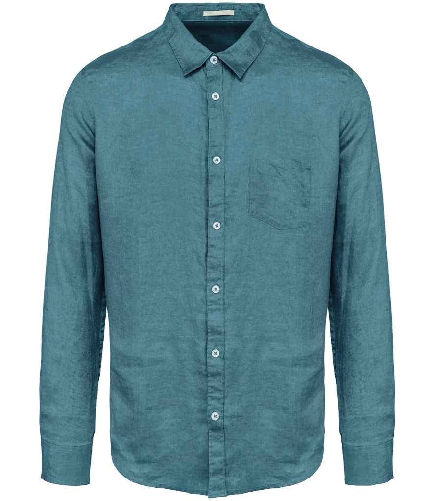 Spasso Long Sleeve Linen Shirt SP504 - Adriatic Blue