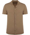 Spasso Jersey Short Sleeve Bowling Collar Shirt SP522 - Washed Cream Coffee
