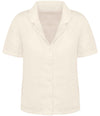 Spasso Ladies Short Sleeve Linen Bowling Collar Shirt SP523 - Ivory