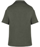 Spasso Ladies Short Sleeve Linen Bowling Collar Shirt SP523