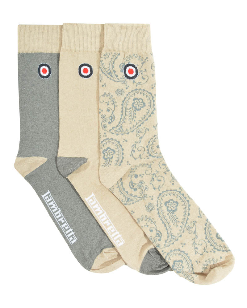 Lambretta 3 Pack Paisley Sock SS1558
