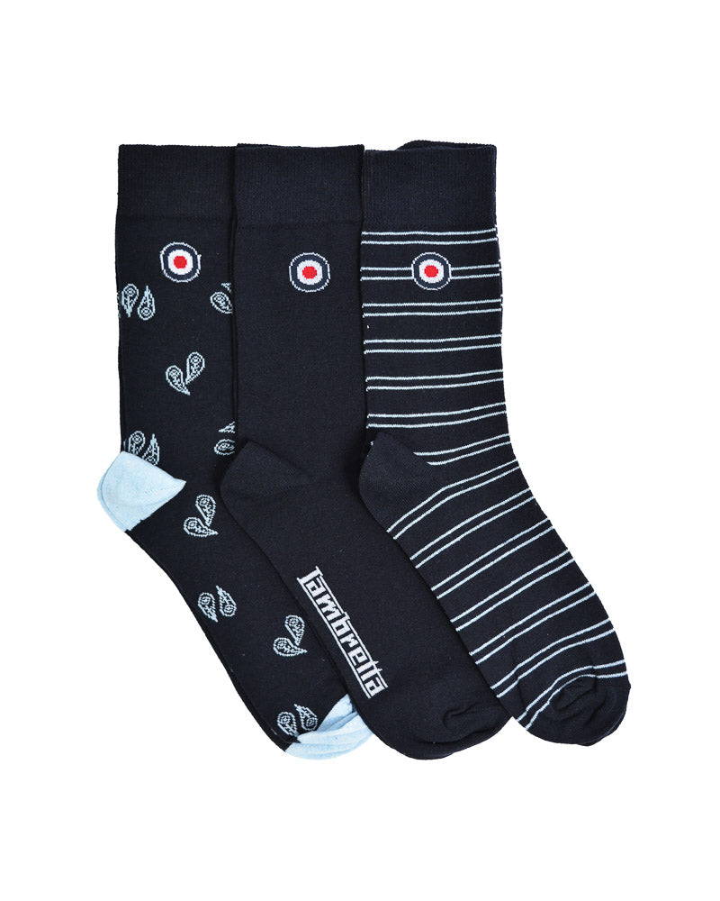 Lambretta 3 Pack Paisley Sock SS1568