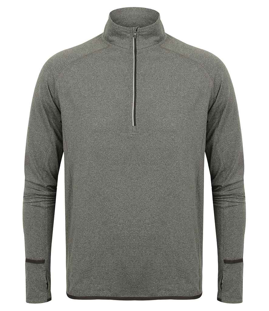 Tombo Long Sleeve Zip Neck Performance Top TL562 - front view