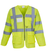 Yoko Hi-Vis Executive Long Sleeve Waistcoat YK108 - front view