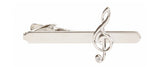 Treble Clef with crystal Rhodium Plated Tie Clip by Dalaco