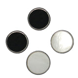 MOP & Onyx Round Reversible Rhodium Dress Studs Set of 4 by Dalaco