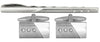 Brushed & Shiny Rhodium with 3 Crystals Cufflink and Tie Slide Set by Dalaco