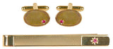 Ruby Star Set Gold Plated Cufflink & Tie Slide Set by Dalaco