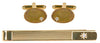 Cubic Zirconia Star Set Gold Plated Cufflink & Tie Slide Set by Dalaco
