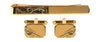 Third Engraved Design Cufflinks and Tie Slide Set in Gold Plate by Dalaco