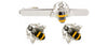 Bee Cufflink & Tie Clip Set rhodium plate by Dalaco