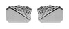 925 Sterling Silver Rectangle Cufflinks with Engraved Corner Design. by Dalaco
