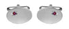 Ruby Star Set Oval Hallmarked Sterling Silver Cufflinks by Dalaco