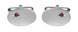 Ruby Star Set Oval Hallmarked Sterling Silver Cufflinks by Dalaco
