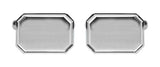 Rectangle with Lined Edge & Cut Corners 925 Sterling Silver Cufflinks. by Dalaco