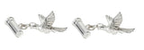 Pheasant & Gun Cartridge Sterling Silver Cufflinks by Dalaco
