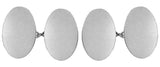 Plain Double Oval Hallmarked 925 Sterling Silver Cufflinks with Chain Link Fitting. by Dalaco