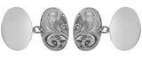 Large Oval Engraved & Plain Double Hallmarked Sterling Silver Cufflinks by Dalaco
