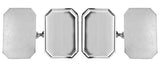 Lined Edge Rectangle Cut Corner Sterling Silver Cufflinks by Dalaco