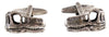 Dinosaur 2 Cufflinks – Burnished Rhodium Cut-Out Dinosaur Skull Cufflinks by Dalaco