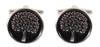 Tree Cufflinks – Black Enamel Disc with Silver Coloured Image by Dalaco