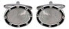 Mother of Pearl Oval Port Hole Rhodium Plated Cufflinks by Dalaco