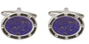 Lapis Lazuli Stone Set Oval Port Hole Rhodium Plated Cufflinks by Dalaco