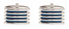 Blue 4-Rib Enamel Cufflinks Rhodium Plate by Dalaco