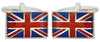 Union Jack Flag Rhodium Plate Cufflinks by Dalaco