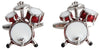 Red Drum Kit Rhodium Music Cufflinks by Dalaco
