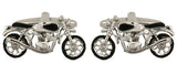 Motor Bike Rhodium Plated Cufflinks by Dalaco