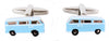 Blue Campervan Rhodium Plated Cufflinks by Dalaco