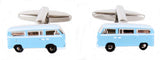 Blue Campervan Rhodium Plated Cufflinks by Dalaco
