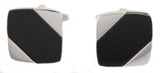Onyx Diagonal Rhodium Cufflinks by Dalaco