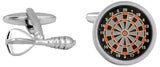 Dart & Dart Board Rhodium Plate Cufflinks by Dalaco