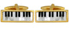 Piano Keyboard Mother of Pearl and Onyx Gold Plated Cufflinks by Dalaco