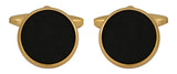 Onyx Round Gold Plated Cufflinks by Dalaco
