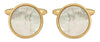 Mother of Pearl Round Gold Plated Cufflinks by Dalaco