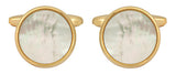 Mother of Pearl Round Gold Plated Cufflinks by Dalaco
