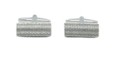 Silver Textured Rhodium Plated Barrel Cufflinks by Dalaco