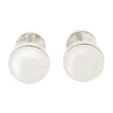 Round Ridged Edged Bar Cufflinks Rhodium Plate by Dalaco