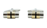 Black Gold & Rhodium Barrell Cufflinks by Dalaco