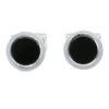 Onyx Round Chequered Edge Rhodium Cufflinks by Dalaco