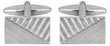 Rect Diagonal Brushed/Engine Turned Rhodium Plated Cufflinks by Dalaco