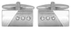 Brushed/Shiny 3 Crystals Rectangular Rhodium Plated Cufflinks by Dalaco