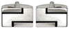 Brushed & Shiny with Black Lines Rhodium Plated Cufflinks by Dalaco