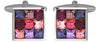 Pink Toned 9 Crystal – Set Square Rhodium Plated Cufflinks by Dalaco